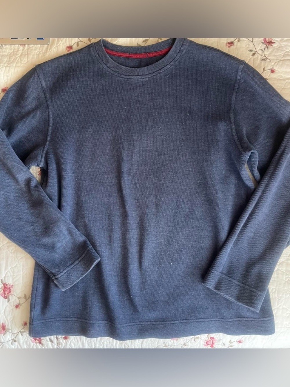 Cute Vintage Navy Thermal Crewneck Sweatshirt